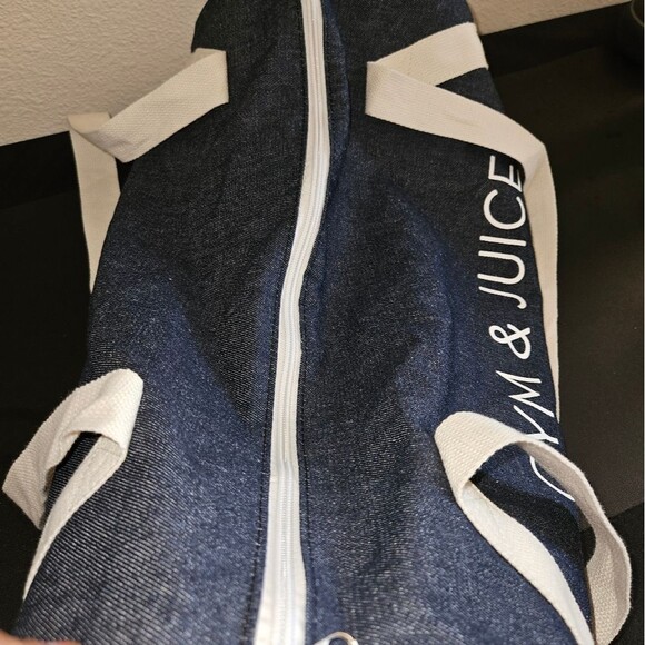 "Gym & Juice" Large Denim Gym Bag - Picture 2 of 11